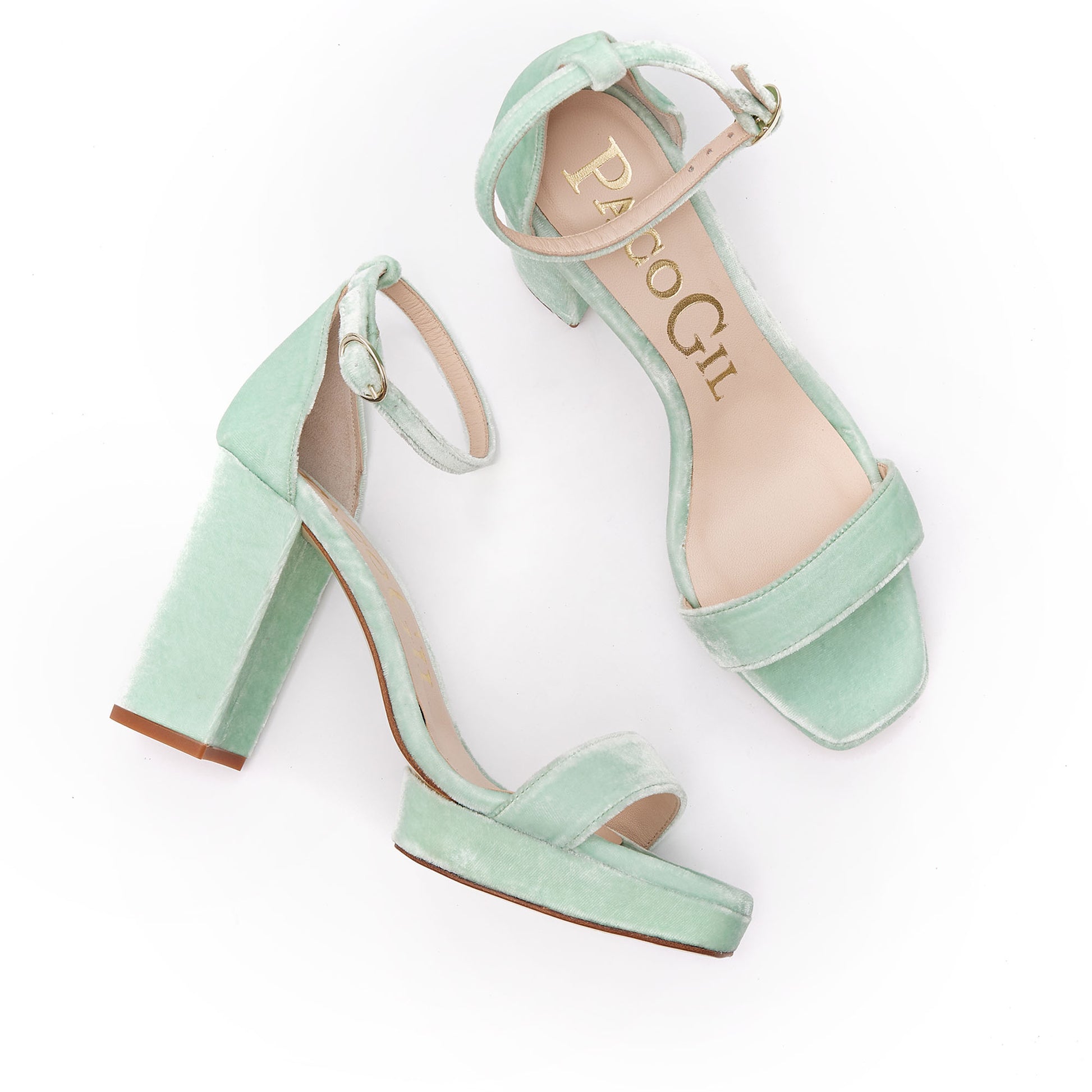 Sandalias Terciopelo con Tacón Ancho cm Paco Gil Color Verde